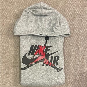 Nike Air Gray Hoodie with Red and Black Logo